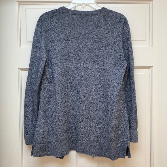 Talbots Heathered Navy and white open cardigan with pockets M - Picture 3 of 7